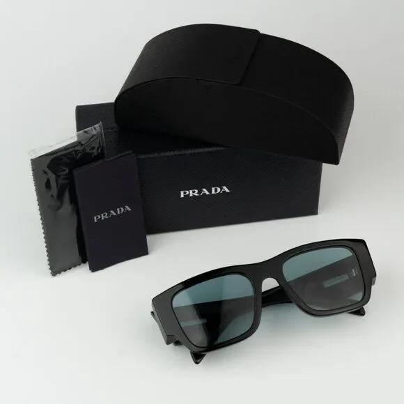 NEW Prada PR10ZSF 16K40K Black Petrol Green Square Unisex Sunglasses - Picture 11 of 11